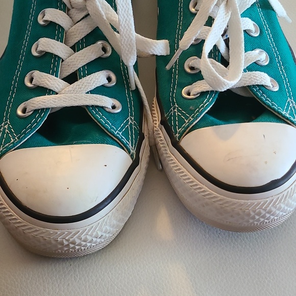 Converse Low-Top Canvas Sneakers in Teal and White - Picture 3 of 6